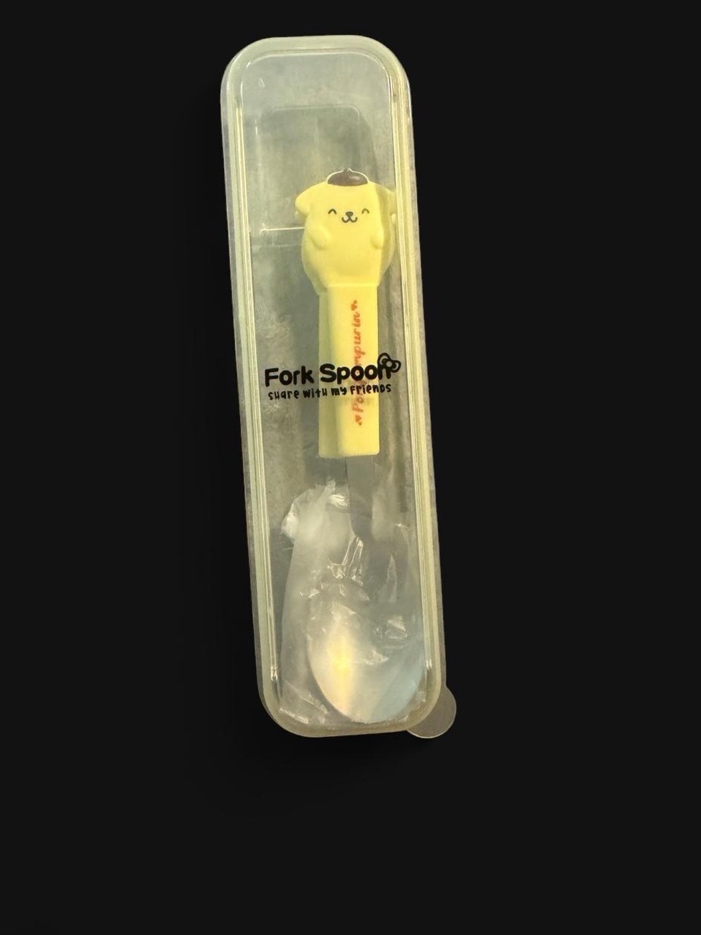 Yellow Character Handle Fork Spoon Set with Protective Case